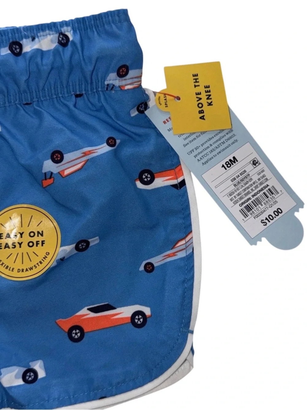 Cat & Jack Boys Swim Trunks 18M Race Car Print UPF 50+ NWT